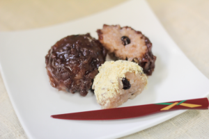 赤飯で2色おはぎ